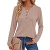 Hotouch Blusa Donna Maniche Lunghe Camicia Scollo a V Henley Shirt Bottoni | Casual Sciolto Camicetta丨Classico Tinta Unita Maglietta丨Basic Autunno Tunica丨Uso Quotidiano丨S-XXL