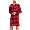 Yukiuiny Maglie Pigiama Uomo Maniche Lunghe Abbigliamento da Notte Cotone Camicie Lunghe per Dormire