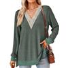 SHEYOW Camicetta da Donna Maniche Lunghe Scollo a V Maglia Casual Maglietta Lunga Donna Eleganti