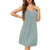 Sopesil Camicia da Notte Donna in Modal Pizzo Pigiama Donna Estivo Senza Maniche con Spalline Larghe Sottoveste Sexy Scollatura a V per Dormire Feste Taglie S-XXL