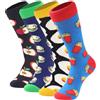BISOUSOX Calzini Uomo Divertenti Cotone Regalo Uomo Regali Divertenti Calzini Colorato 4 Paia Calze di Patatine per Pizza