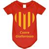 La Ruotante Body per neonato adatto a tifosi di calcio con cuore giallorosso