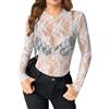 Zeagoo Maglietta Donna Trasparente Sexy Mesh Camicia Manica Lunga T-Shirt | Maglie in Rete Elegante Tulle con Collo Alto Tops per Clubwear Party XS-XXL