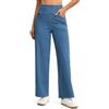 THE GYM PEOPLE Jeans Baggy Donna Vita Alta Stretch Gamba Larga Dritta | Vita Elastica, Lunghezza Interna 74cm/79cm, Passanti Cintura, 4 Tasche, Moda Lavoro Casual, con Sneakers e Stivali
