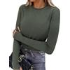 Wayleb Maglia Donna Manica Lunga Girocollo Basic Morbida Elasticizzata Traspirante Versatile da Indossare da Sola o Come Sottogiacca, S-3XL