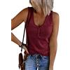 Saodimallsu - Canotta da donna con scollo a V, a costine estive, senza maniche, stile casual, con bottoni