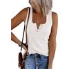 Saodimallsu Canotta Henley da Donna a Coste con Bottoni e Scollo a V | Canotta Henley da donna a coste con bottoni e scollo a V