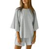 Imily Bela Pigiama corto da donna, con scollo rotondo, set estivo, maniche a 3/4, biancheria da notte