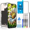 Brinonac Display per iPhone 15 Pro Schermo 6,1" FHD COF LCD Sostituzione Digitizer | Schermo Retina LCD FHD Touch Fluido, Face ID, Uso Con Occhiali da Sole, Include Kit Attrezzi, Vetro e Sigillo Impermeabile