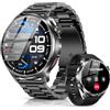 SLOKSFil Smartwatch Uomo con Chiamate Bluetooth, 1.52" HD Orologio Intelligente Fitness, con 1000 mAh 24/7 Cardiofrequenzimetro SpO2 Sonno 110+ Sport Impermeabile IP68, per Android iOS (Acciaio Nero)