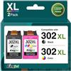 KINGJET 302XL Cartucce d'inchiostro Compatibili per HP 302 302 XL per HP Deskjet 3630 3636 3639 2130 1110 Envy 4520 4525 4524 4527 Officejet 3831 4650 4658 3833 (1 Nero, 1 Colore)
