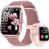 CASCHO Smartwatch Donna,2 Cinturini,1.85" HD Orologio Smartwatch con Chiamate Bluetooth e Assistente Vocale AI,120+ Sportive con Contapassi/Sonno/Cardiofrequenzimetro, Smart Watch per iOS Android