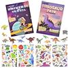 Vicloon Libri con Adesivi, 2 Pezzi a Colori Copertina Flessibile con Adesivi Riutilizzabili, Libro per Bambini con Adesivis per Giocattolo Educativo (Parco dei Dinosauri + Viaggio nello Spazio)
