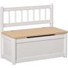 HOMCOM Cassapanca per Bambini 2-5 Anni, 60x30x50cm, Bianco e Color Legno | 2 in 1 Panca Contenitore in Legno, con Schienale, Pistone per Chiusura Sicura, Capacità 40 kg