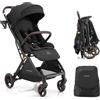 Gromast Gravity Passeggino pieghevole da viaggio portatile con schienale regolabile e tettuccio parasole, leggero e protetto dai raggi UV, pieghevole con una sola mano, nero