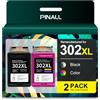PINALL 302 XL Cartuccia Compatibile per cartucce hp 302 nero e colore per HP DeskJet 3639 3630 OfficeJet 3831 3830 5230 Envy 4525 4500 4520 Stampante(2-Pack)
