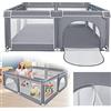 ACXIN Box per bambini, box per gattonare 127x127x68 cm con base antiscivolo e rete traspirante, stabile barriera di attività per bambini, colore: Grigio