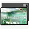 UBDXBD Tablet da 10 pollici, tablet Android 15, 18 GB di RAM (6+12) 128 GB ROM, T30 Octa-Core, 1 TB espandibile, WiFi 6, batteria 6000 mAh, display HD IPS 1280 × 800, GPS, Widevine L1, Gemini AI