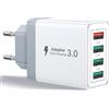 Aioneus Caricatore USB, 4 Porte Caricatore USB da Muro 33W QC 3.0 Carica Rapida CaricabatterieUSB Multiplo Alimentatore PresaUSB per iPhone 15 14 13 12 11 X, Samsung Galaxy S21 S20 A71 A51, Xiaomi, Huawei