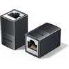 UGREEN Adattatore RJ45 Connettore di Estensione Lan Accoppiatore | 10Gbps, Compatibile POE, con Funzione di Protezione, per Prolungare di Cavi Gigabit Ethernet Cat7/ Cat6/ Cat5e, Nero, 2 Pezzo