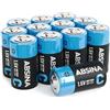 ABSINA Pile C LR14 Alcaline | Confezione da 12 - Batterie C LR14 di lunga durata per torcia, giocattoli e altro - mezza 1,5 volt