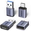 UGREEN Adattatore USB C a USB A 10Gbps 4 Pezzi Tipo A a Tipo C (Gray) | Ricarica Rapida, Data Sync, Compatibile con iPhone 18 Pro Max 17 16 15 Galaxy S26 MacBook Air iPad