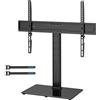 BONTEC Supporto TV da Tavolo 32-65", Base in Vetro, VESA 600x400mm | Piedistallo TV universale regolabile in altezza, per TV LCD/LED/Plasma, base in vetro temperato, portata 45 kg
