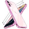 iVoler Anti Ingiallimento Chiaro Cover per iPhone 16 Plus con 2 Pezzi Pellicola Vetro Temperato e Cornice di Installazione, [Antiurto di Grado Militare] Custodia Trasparente Sottile Case-Rosa