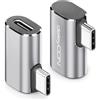 deleyCON Adattatore USB-C Angolo 90 Gradi (2 Pezzi) 40Gbps, 240W, 8K60Hz, Alloggiamento in Alluminio, Spina di Tipo C a Presa Compatibile con Smartphone Tablet Laptop Notebook PC Switch Eccetera.