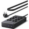 UGREEN 10 IN 1 Ciabatta Multipresa Elettrica PD 65W USB C 6 Prese AC 3680W | 2 USB-C 2 USB-A, 16A, Tipo E F, Interruttore, Nero, Cavo 1.6M Prolunga, Multipresa GaN Salvaspazio per Casa Ufficio Viaggio