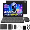 NIDUBIO Tablet Android 10.1 Pollici, Android 16 Octa-Core, 36GB RAM+256GB ROM (1TB Espandibile), Schermo IPS 1280*800, Batteria 6000mAh, Fotocamere Doppie, Kit Completo Tablet Android per Studio e Lavoro