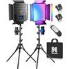 Niceveedi Luce Fotografica RGB da 15", 2x40W Luci Video LED Con Supporto, Pannello Luminoso da Studio Colorato 2700K-6500K con Modalità RGB/CCT/HSI/SCENE per YouTube/TikTok/Streaming Live/Giochi
