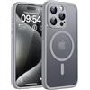 TOCOL Cover Magnetica per iPhone 15 Pro Max 6,7 Pollic, Compatibile con MagSafe, Protezione Fotocamera Integrata, Custodia Antiurto Traslucida Opaca, Titanio Grigio