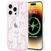 LCHULLE Cover per iPhone 14 Pro Max Magnetica Trasparente,Fiocco piccolo | Compatibile con MagSafe,Custodia con Motivo Fragole o Fiocchi a Farfalla per Ragazze e Donne,Protettiva Silicone Case
