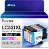 Torvon Cartucce LC521 compatibili con Brother LC521 LC521XL LC521VAL per DCP-J1260W DCP-J1310DW DCP-J1313DW DCP-J1360DW DCP-J1460DW (LC521 BK/C/M/Y)