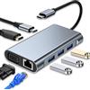 SZPACMATE Hub USB C 7 in 1 Compatible con MacBook Pro/Air | Multipuerto USB C Adapter con 4K HDMI, VGA, USB 3.0, 100W PD, Ethernet RJ45, Compatibile con Altri Dispositivi di Tipo C