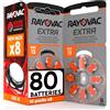Udivita 80 Batterie Per Apparecchi Acustici Rayovac Extra 13 Misura PR48 Arancioni | 10 Blister da 8 Pile