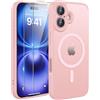 TQIAHF Cover Custodia Magnetica per iPhone 16, Rosa | 2 Pellicola Vetro Temperato Protezione Schermo Compatibile con Magsafe Militare Antiurto Sottile Opaca Telefono Case