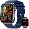 BANLVS 2026 Nuovo Smartwatch Uomo Salute, ECG/HRV/BMI,1,96" AMOLED Display (Blu) | Orologio Fitness con Pressione Sanguigna, 24H Frequenza Cardiaca SpO2 Sonno, 140+ Modalità Sport, Temperatura, Android iOS