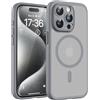 TOCOL Cover Magnetica per iPhone 15 Pro 6,1 Pollic, Compatibile con MagSafe, Protezione Fotocamera Integrata, Custodia Antiurto Traslucida Opaca, Titanio Grigio