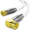 deleyCON 20m Cavo Antenna SAT Satellitare Coassiale - HDTV Full HD 4K - Connettore F 90° Angolato a Connettore F Dritto - Bianco