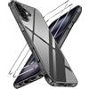 iVoler Anti Ingiallimento Chiaro Cover per iPhone 16 Plus con 2 Pezzi Pellicola Vetro Temperato e Cornice di Installazione, [Antiurto di Grado Militare] Custodia Trasparente Sottile Case-Nero