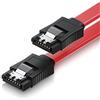 deleyCON 50cm Cavo SATA III S-ATA 3 Dati - Cavo Collegamento HDD SSD Connessione Clip Metallo 6 GBit/s - 2 Connettori L-Type Dritti - Rosso
