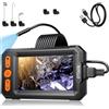 Ruycllo Endoscopio 1080P HD con Schermo IPS 4.3'' - Telecamera per Ispezione Tubi IP67 Impermeabile con 8 LED, Sonda con Telecamera 8mm e Cavo Semirigido 5M, per Videoispezione Auto Casa Tubazioni