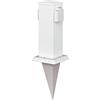ledscom.de Presa di corrente da giardino a colonna Polly con picchetto a terra per esterni, IP44, a 2 ingressi, in acciaio inox, quadrata, bianca, 27cm