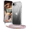 OLEPHY Trasparente Cover con Cordino per iPhone 17e e 16e 6,1'', Oro Rosa | Custodia con Regolabile e Rimovibile Collana, Protezione Completa [Antiurto] [AntiGraffio] Case con Laccio Tracolla,