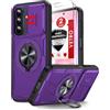 LeYi Cover per Samsung Galaxy A16 / A26 / A17 5G con Vetro Temperato [2 Pack],Custodia con Protezione Fotocamera [Slidable] Antiurto Grado Militare Magnetico Anello Supporto TPU Bumper Case, Viola