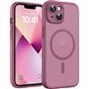 TOCOL Cover Magnetica per iPhone 13 6,1 Pollic, Compatibile con MagSafe, Protezione Fotocamera Integrata, Custodia Antiurto Traslucida Opaca, Prugna