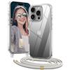 OLEPHY Trasparente Cover con Cordino per iPhone 16 Pro Max 6,9'', Beige | Custodia con Regolabile e Rimovibile Collana, Protezione Completa [Antiurto] [AntiGraffio] Case con Laccio Tracolla,