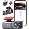 WeBeqer Telecamera WiFi per auto anteriore posteriore, 4K + 1080P per auto, controllo app con scheda SD da 64 G, visione notturna, sensore G, registrazione loop, WDR (Pollici, 1.47)